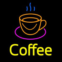 Coffee Cup With Yellow Coffee Neon Skilt