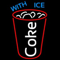 Coke with Ice Cup Neon Skilt