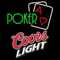 Coors Light Green Poker Neon Skilt