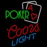 Coors Light Green Poker Neon Skilt