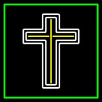 Cross With Border Neon Skilt