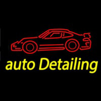 Cursive Auto Detailing With Car Logo 1 Neon Skilt