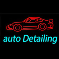 Cursive Auto Detailing With Car Logo Neon Skilt