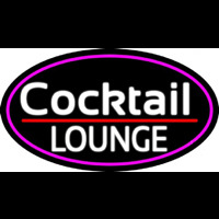 Cursive Cocktail Lounge Oval With Pink Border Neon Skilt