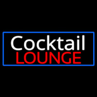 Cursive Cocktail Lounge With Blue Border Neon Skilt