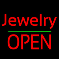 Cursive Jewelry Green Line Open Neon Skilt