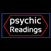 Cursive Psychic Readings With Blue Border Neon Skilt