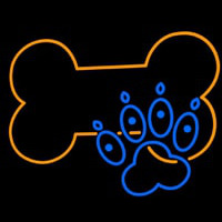 Dog Bone Blue Dog Paw Neon Skilt