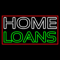 Double Stroke Home Loans With Red Border Neon Skilt