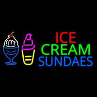 Double Stroke Ice Cream Sundaes Neon Skilt