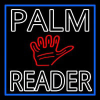 Double Stroke Palm Reader With Blue Border Neon Skilt