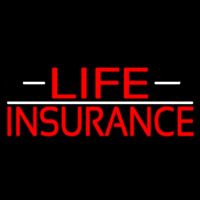 Double Stroke Red Life Insurance With White Lines Neon Skilt