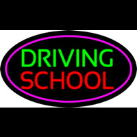 Driving School Purple Oval Neon Skilt