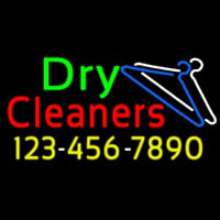 Dry Cleaners With Phone Number Logo Neon Skilt