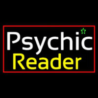 European Psychic Reader With Red Border Neon Skilt