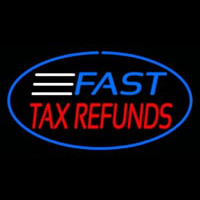 Fast Ta  Refunds Oval Blue Border Neon Skilt