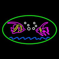 Fish Logo Green Oval Neon Skilt