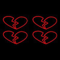 Four Broken Heart Neon Skilt