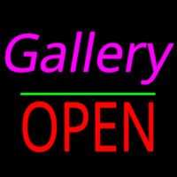 Gallery Block Open Green Line Neon Skilt