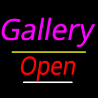 Gallery Open Yellow Line Neon Skilt