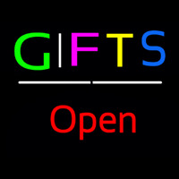 Gifts Open White Line Neon Skilt