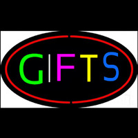 Gifts Oval Red Neon Skilt