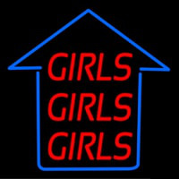 Girls Girls Girls Blue Arrow Neon Skilt