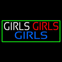 Girls Girls Girls Strip With Turquoise Border Neon Skilt