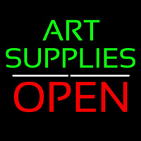 Green Art Supplies With Open 1 Neon Skilt