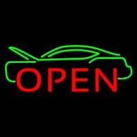 Green Car Open Neon Skilt