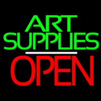 Green Double Stroke Art Supplies With Open 1 Neon Skilt