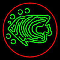 Green Fish Red Circle Neon Skilt