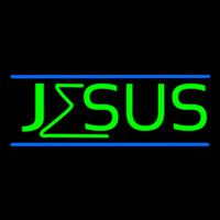 Green Jesus Blue Line Neon Skilt