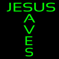 Green Jesus Saves Neon Skilt