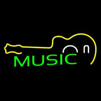 Green Music With Guitar Neon Skilt