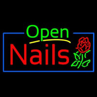 Green Open Nails Flower Logo Neon Skilt