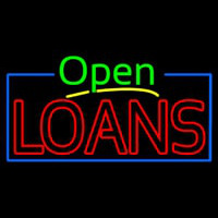 Green Open Red Double Stroke Loans Neon Skilt