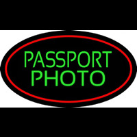 Green Passport Photo Red Oval Neon Skilt