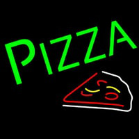 Green Pizza With Slice Neon Skilt