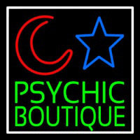 Green Psychic Boutique White Border Neon Skilt