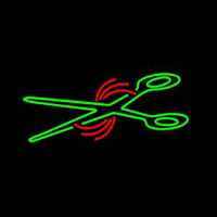 Green Scissor Logo Neon Skilt