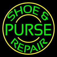 Green Shoe And Purse Repair With Border Neon Skilt