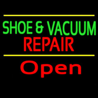 Green Shoe And Vacuum Red Repair Open Neon Skilt