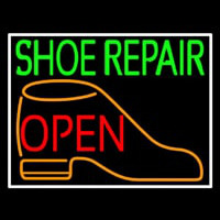 Green Shoe Repair Orange Shoe Open Neon Skilt