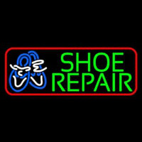 Green Shoe Repair Red Border Neon Skilt