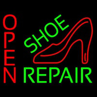 Green Shoe Repair With Sandal Open Neon Skilt