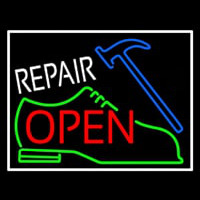 Green Shoe White Repair Open Neon Skilt