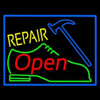 Green Shoe Yellow Repair Open Neon Skilt