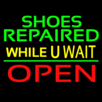 Green Shoes Repaired Yellow While You Wait Open Neon Skilt