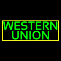 Green Western Union With Green Border Neon Skilt